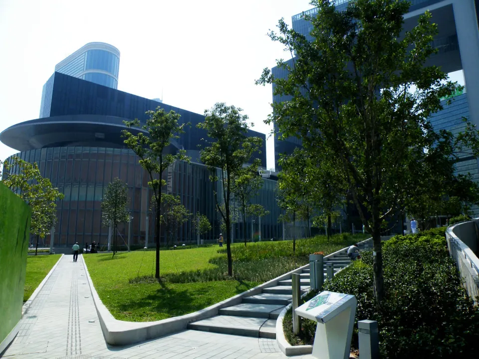 Tamar Park lawn and government complex