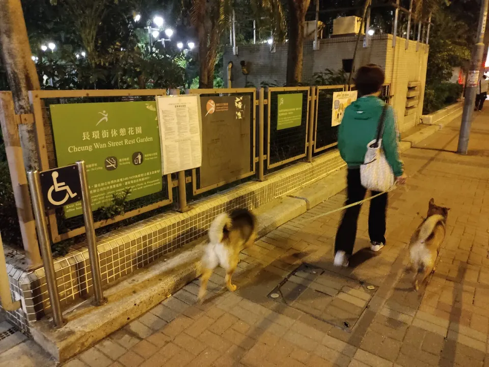 Cheung Wan Street Rest Garden at night