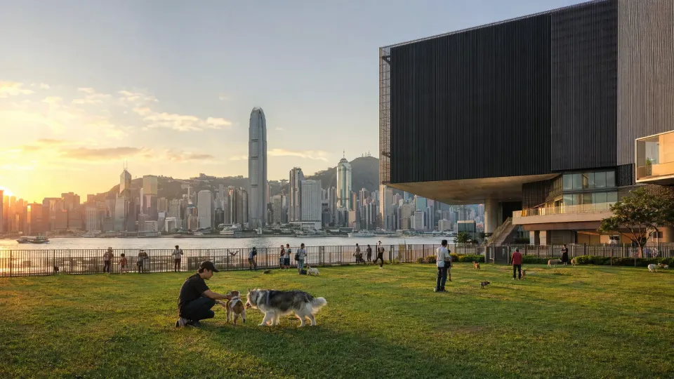 The waterfront lawn at West Kowloon Art Park